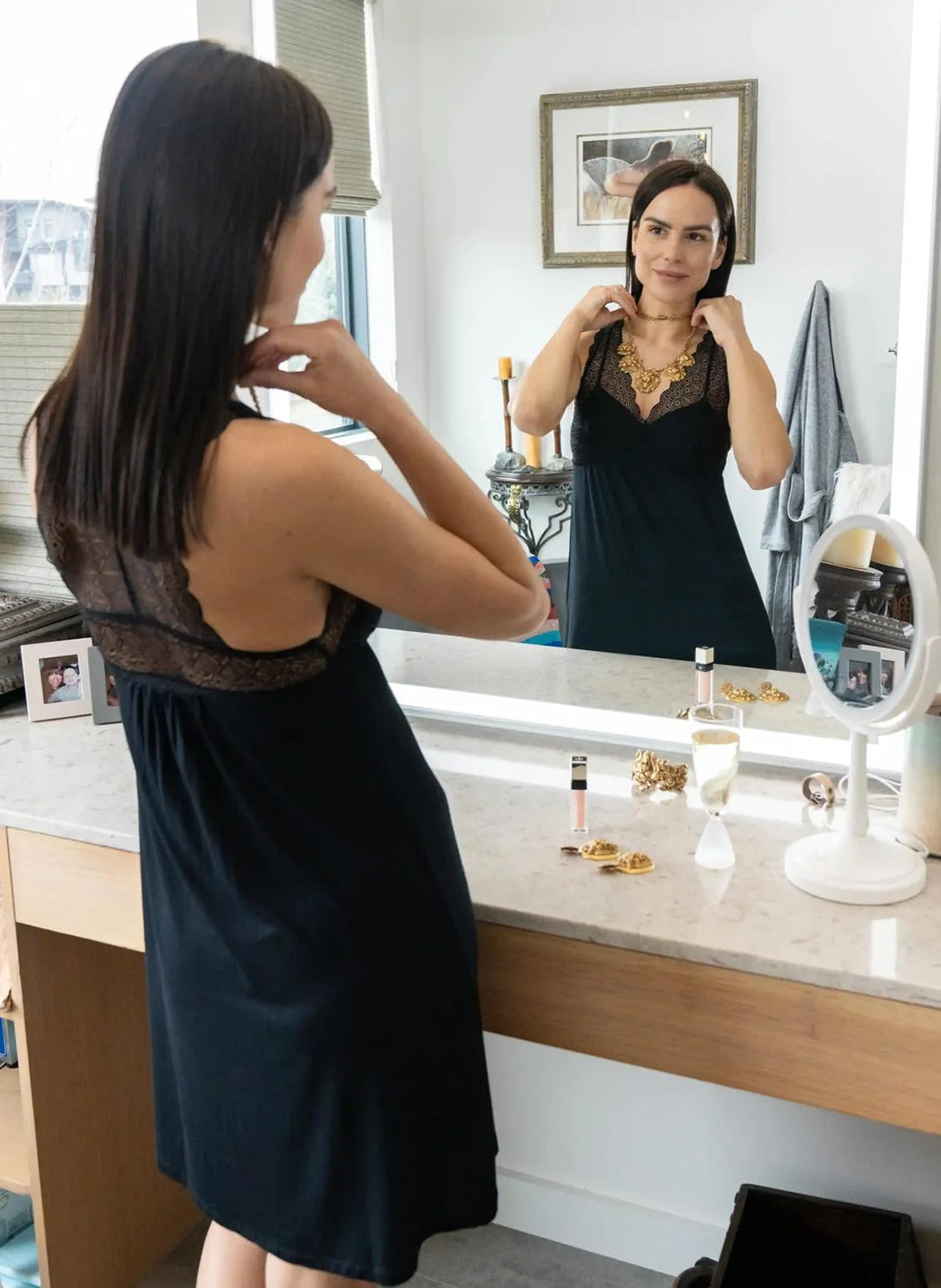 Nora Black Racer Back Chemise