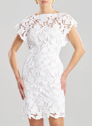 Peony Floral Lace White Mini Dress