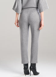 Double Knit Heather Grey Side Zip Ankle Pants
