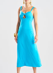 Solid Jersey Wave Blue Maxi Dress Swim Cover