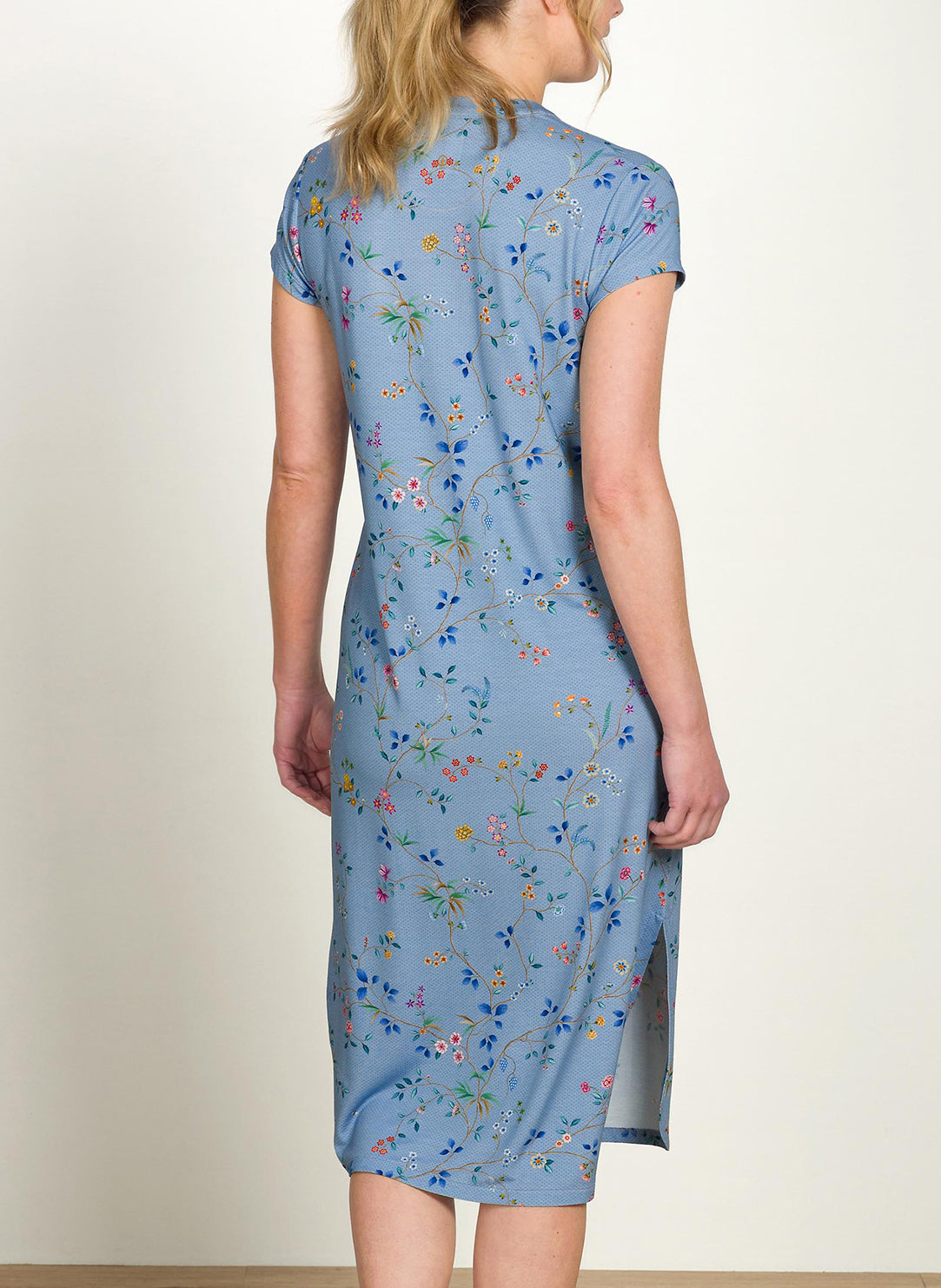 Delhi Dreams Blue Dalia Short Sleeve Night Dress
