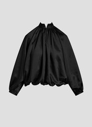 Luxe Satin Black Poet Blouse