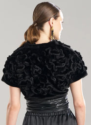 Vegan Luxe Lambskin Black Faux Fur Wrapped Vest