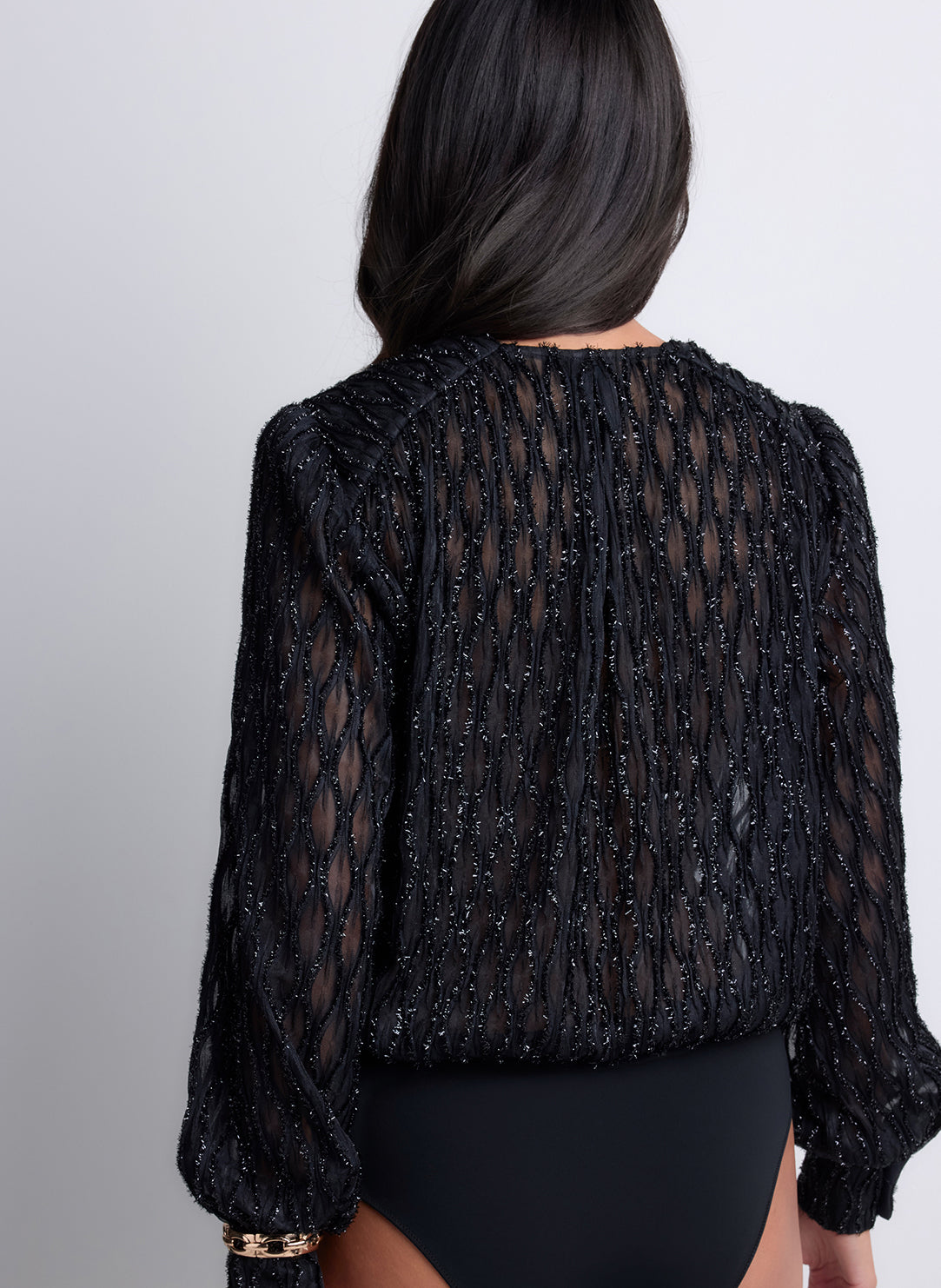 Les Bodys By Aubade Black Long Sleeve Graphic Bodysuit