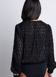 Les Bodys By Aubade Black Long Sleeve Graphic Bodysuit