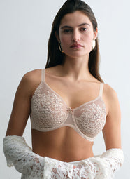 Maris Nude Blush Lace Full Coverage Unlined Bra