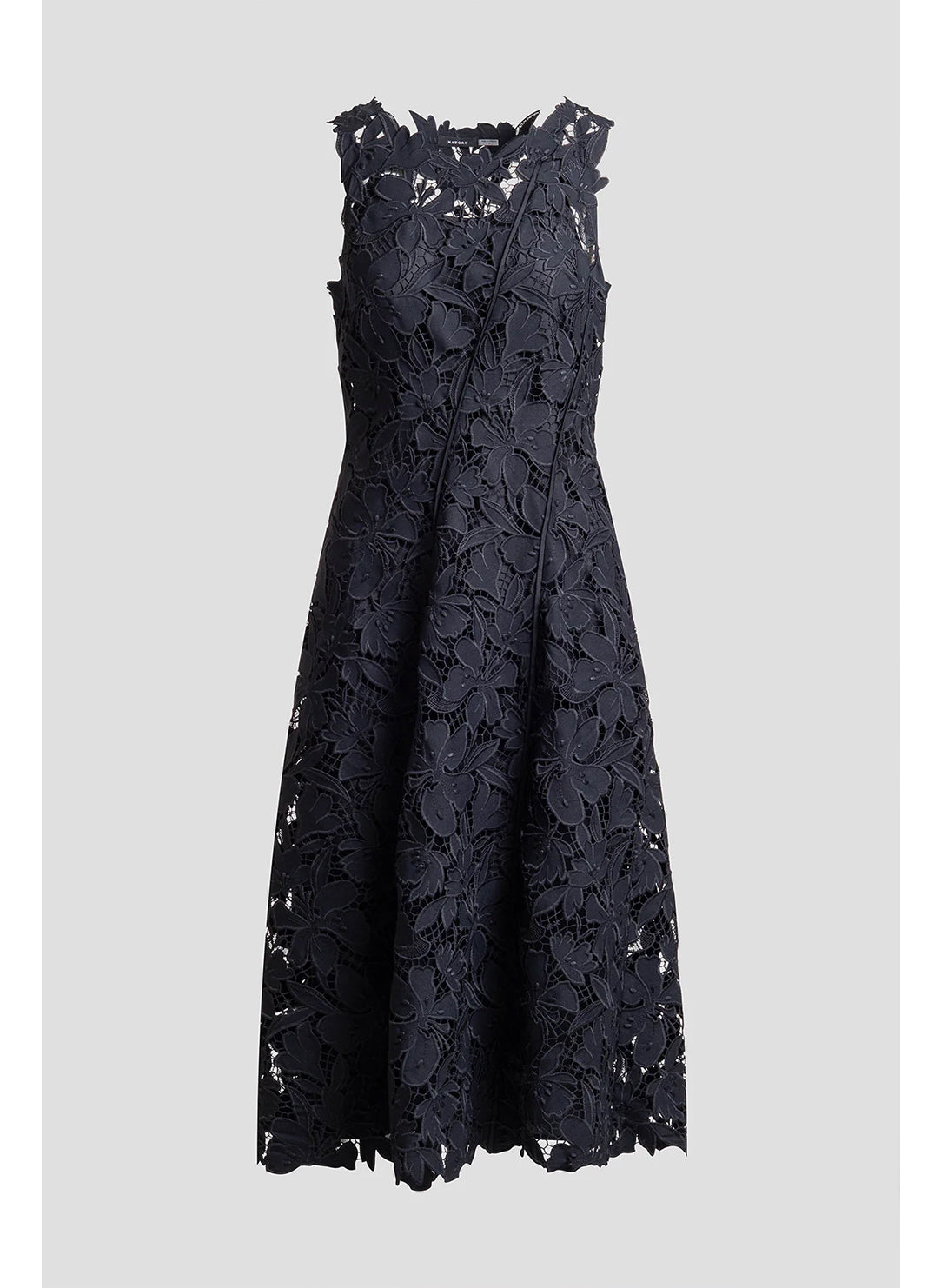 Peony Floral Lace Black Asymmetric Seam Dress
