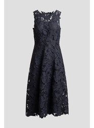 Peony Floral Lace Black Asymmetric Seam Dress