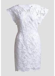 Peony Floral Lace White Mini Dress