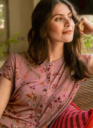 Delhi Dreams Pink Dalia Short Sleeve Night Dress