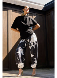 Stretch Crepe Black Asymmetric Draped Top