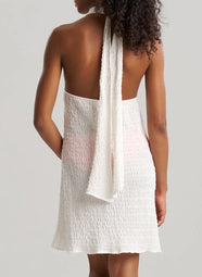 Waves White Mini Halter Dress Swim Cover