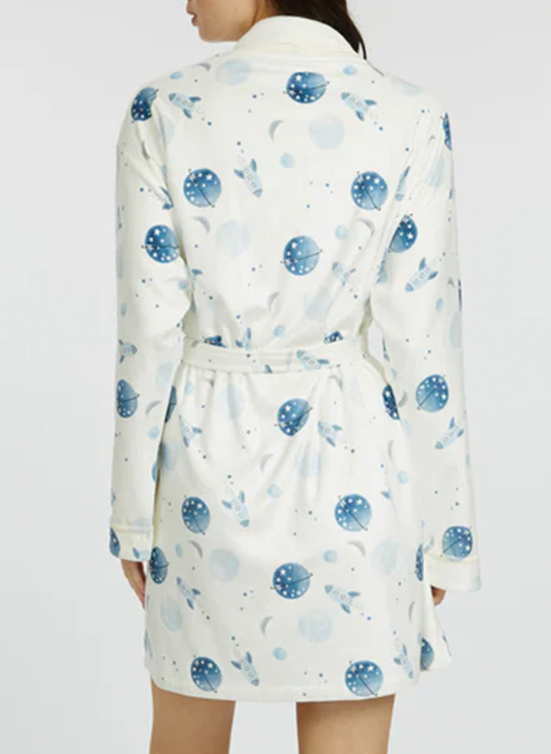 To the Moon and Back Blue Short Robe