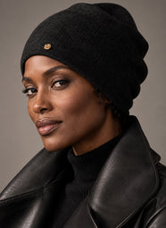 Luxe Knit Black Beanie