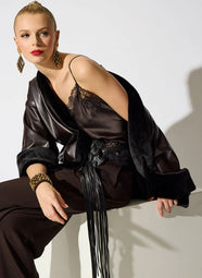 Stretch Crepe Dark Chestnut Pull on Straight Leg Pant