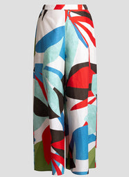 Abstract Palm Cotton Poplin Multi Palazzo Pant
