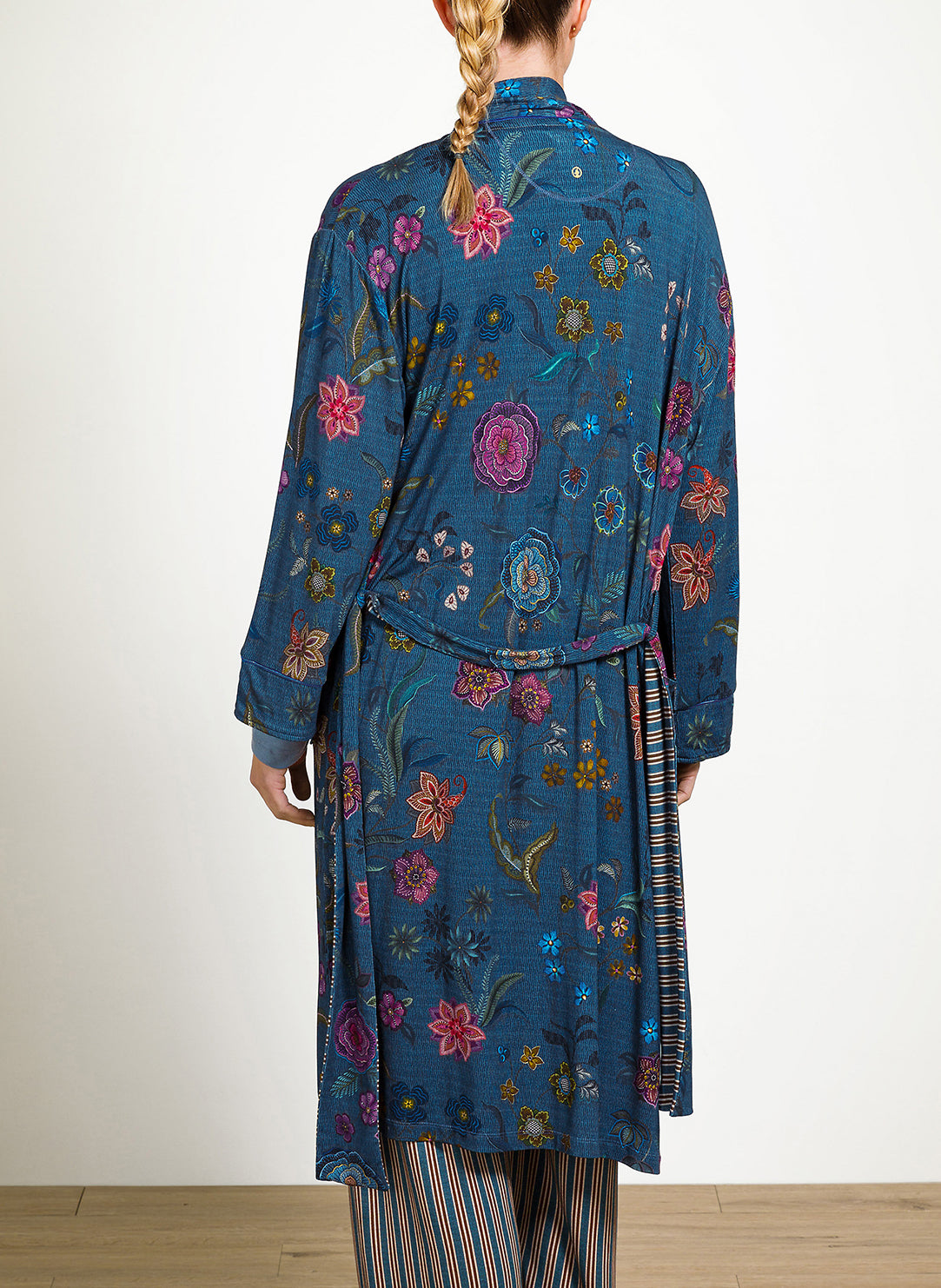 Coco Flower Blue Nisha Kimono Short Robe