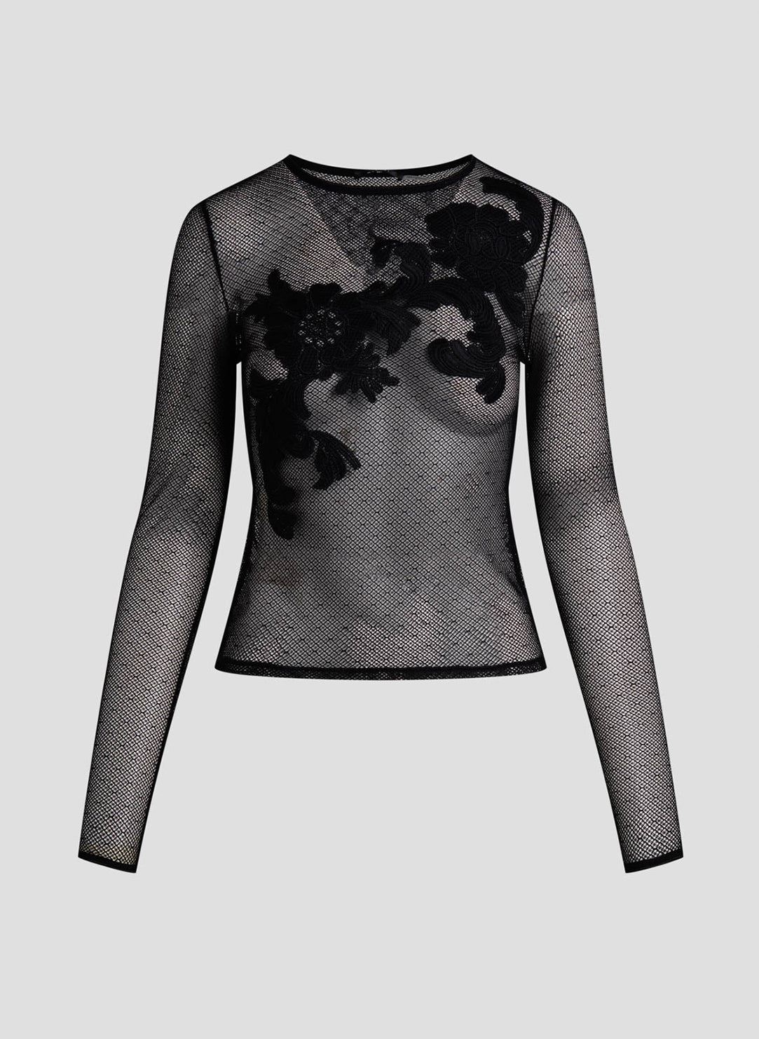 Mesh Black Lace Applique Top