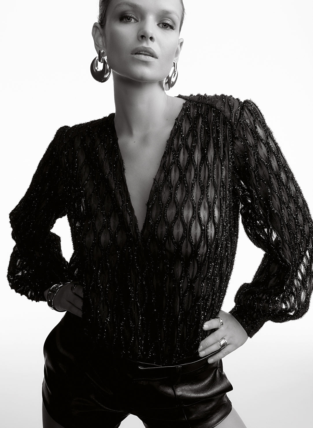 Les Bodys By Aubade Black Long Sleeve Graphic Bodysuit