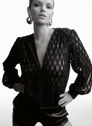 Les Bodys By Aubade Black Long Sleeve Graphic Bodysuit