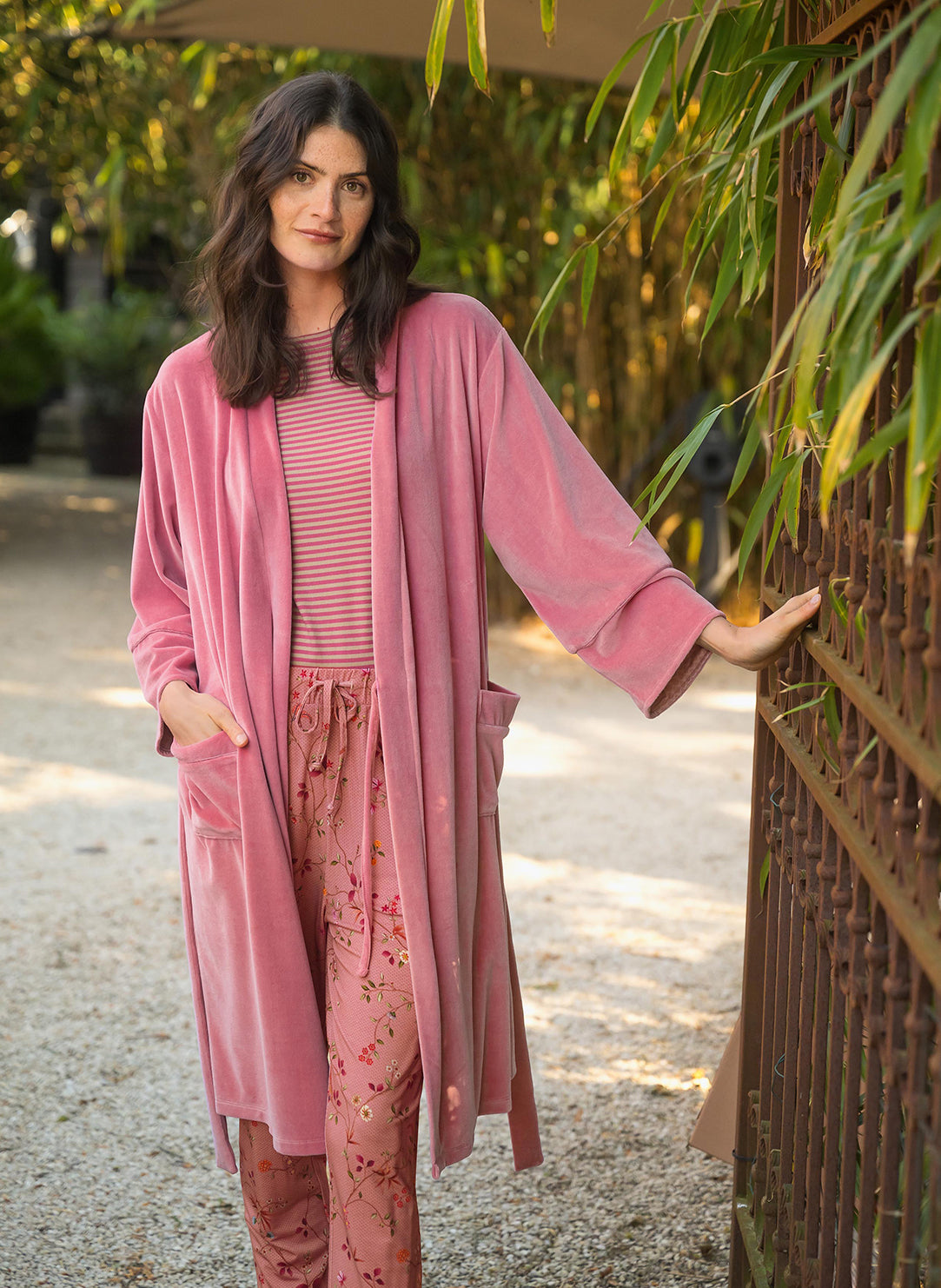 Velvet Pink Naomi Kimono Short Robe