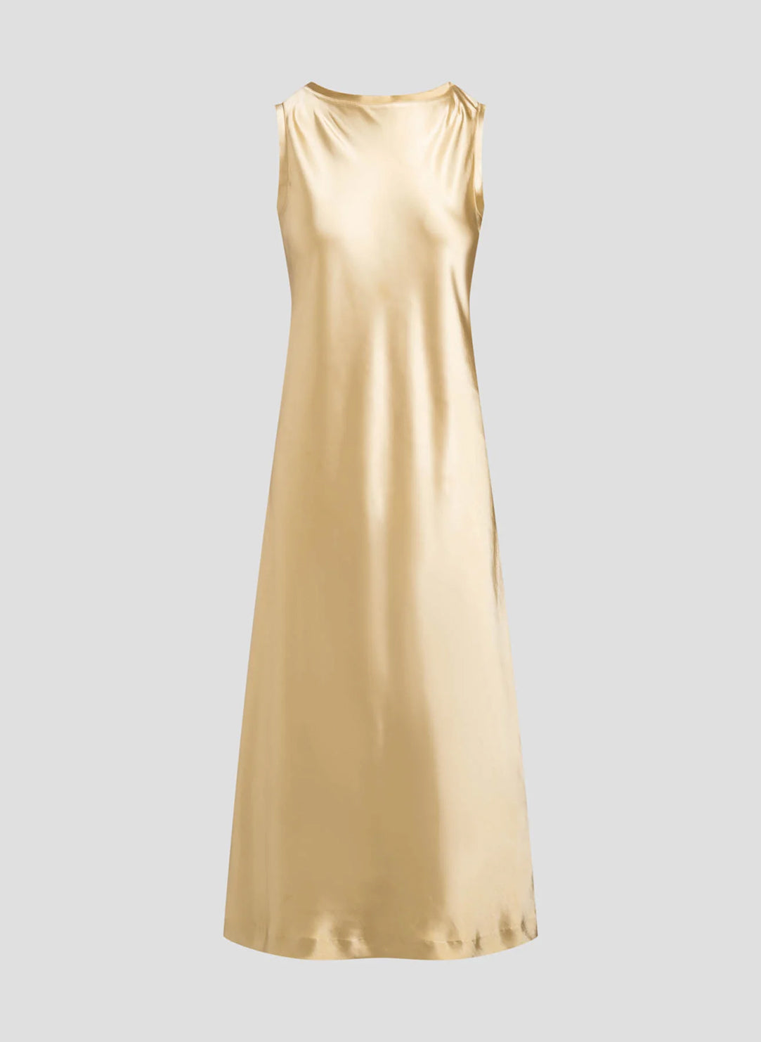 Luxe Satin Gold Raw Edge Tank Column Dress