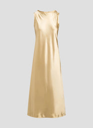 Luxe Satin Gold Raw Edge Tank Column Dress