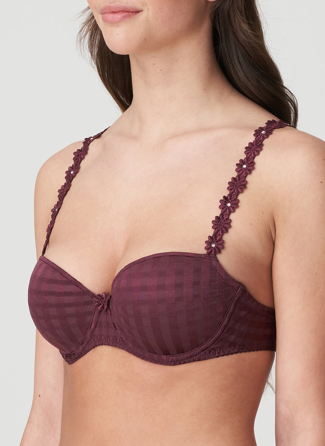 Daisy Wine Padded Balcony Bra