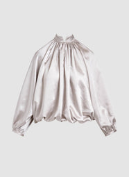 Luxe Satin Pearl Poet Blouse