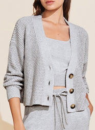 Eberjey Recycled Sweater Cropped Cardigan in Grey