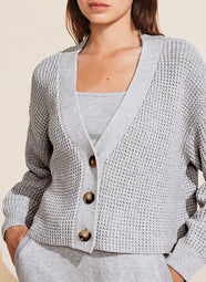 Eberjey Recycled Sweater Cropped Cardigan in Grey