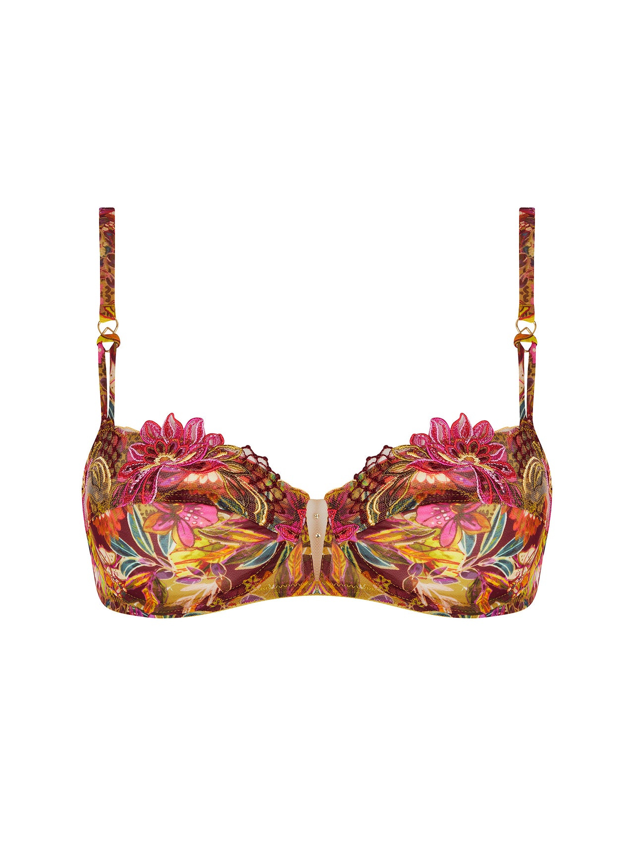 Danse Des Fleurs Fushia Vert Demi Cup Bra