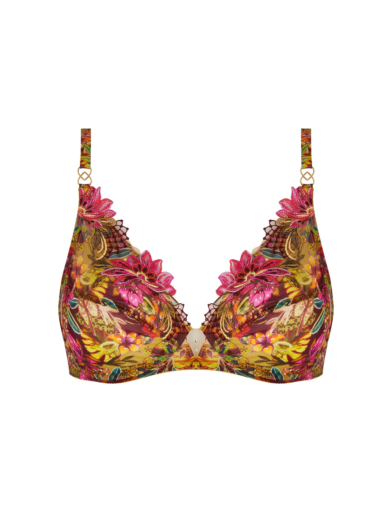 Danse Des Fleurs Fushia Vert Triangle Bra