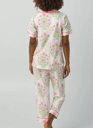 Estate Bouquet Pink Print Short Sleeved Cropped Pajama Set