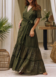 Talia Bronze 3/4 Sleeve Maxi Dress
