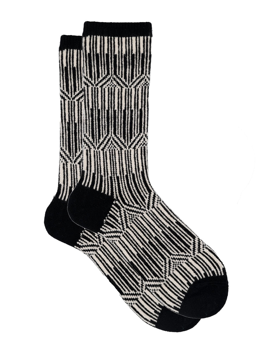 Mila Black/Cream Cashmere Socks