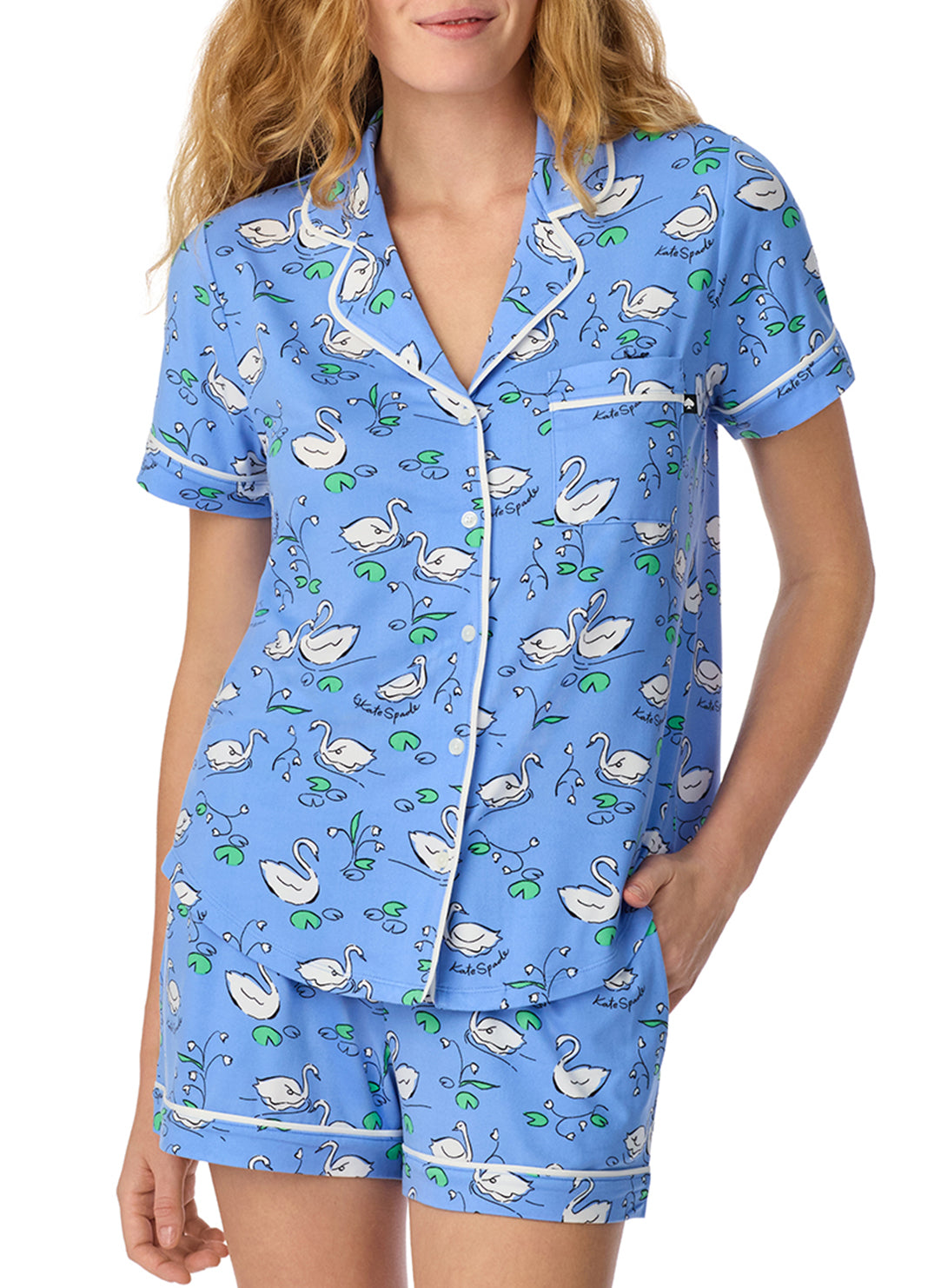 Swan Serenade Blue Short PJ Set