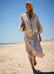 Techno Crepe Pearl Bomber Jacket