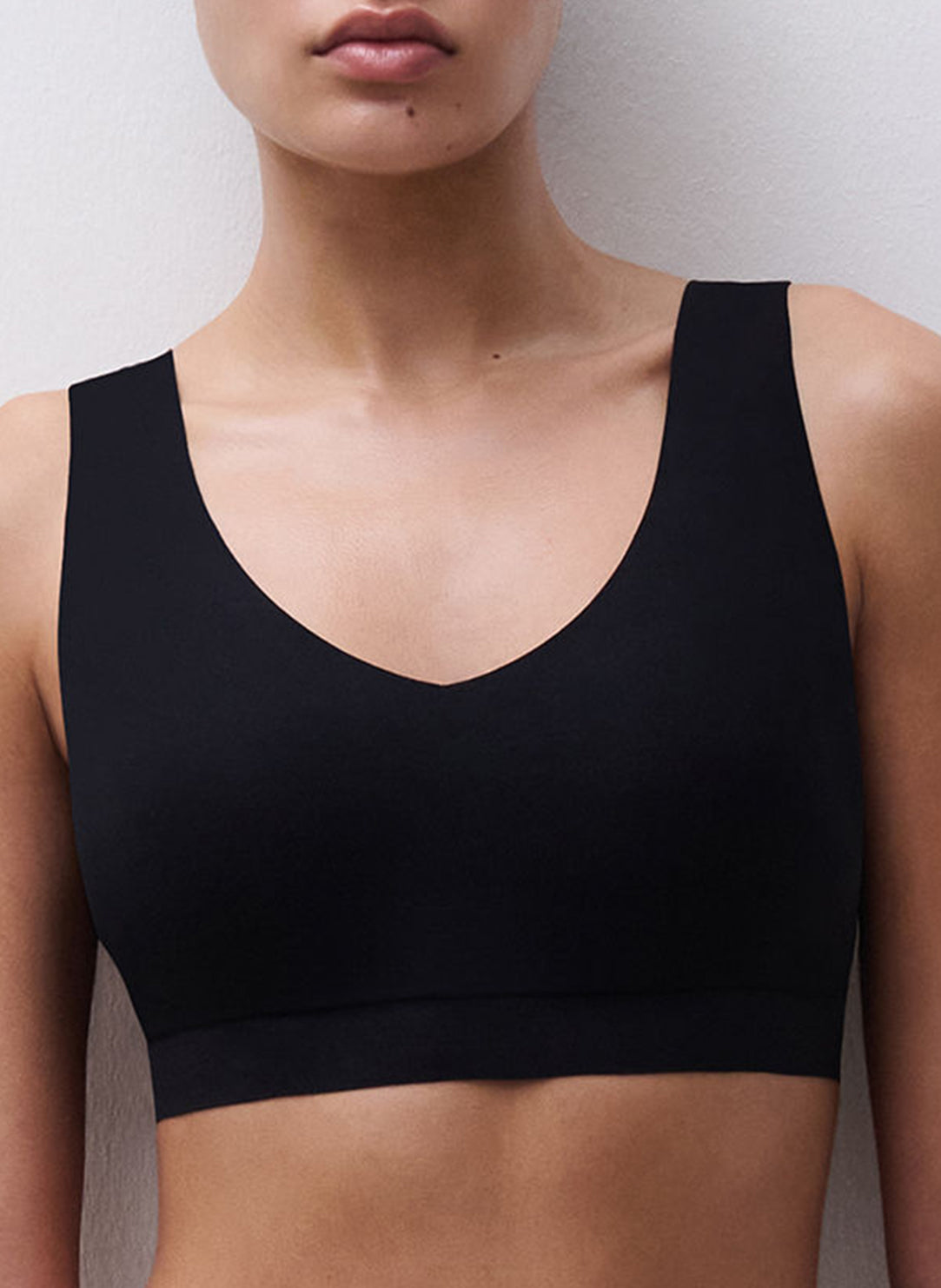 SoftStretch Black Padded V-Neck Bralette