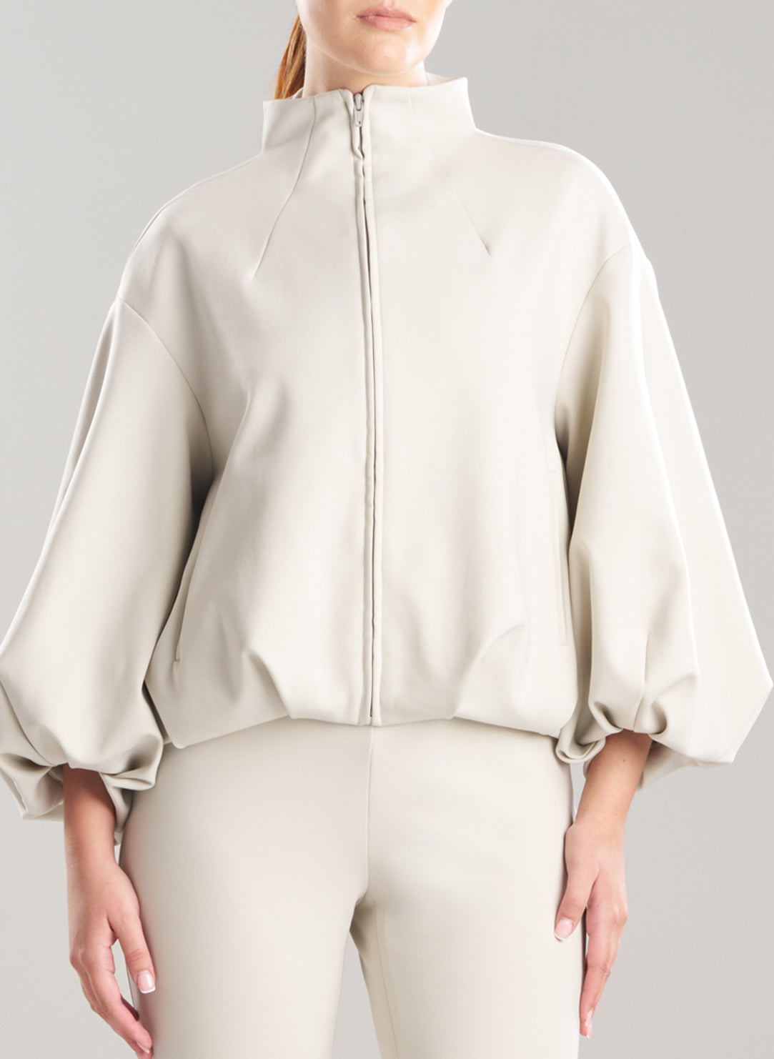 Techno Crepe Pearl Bomber Jacket