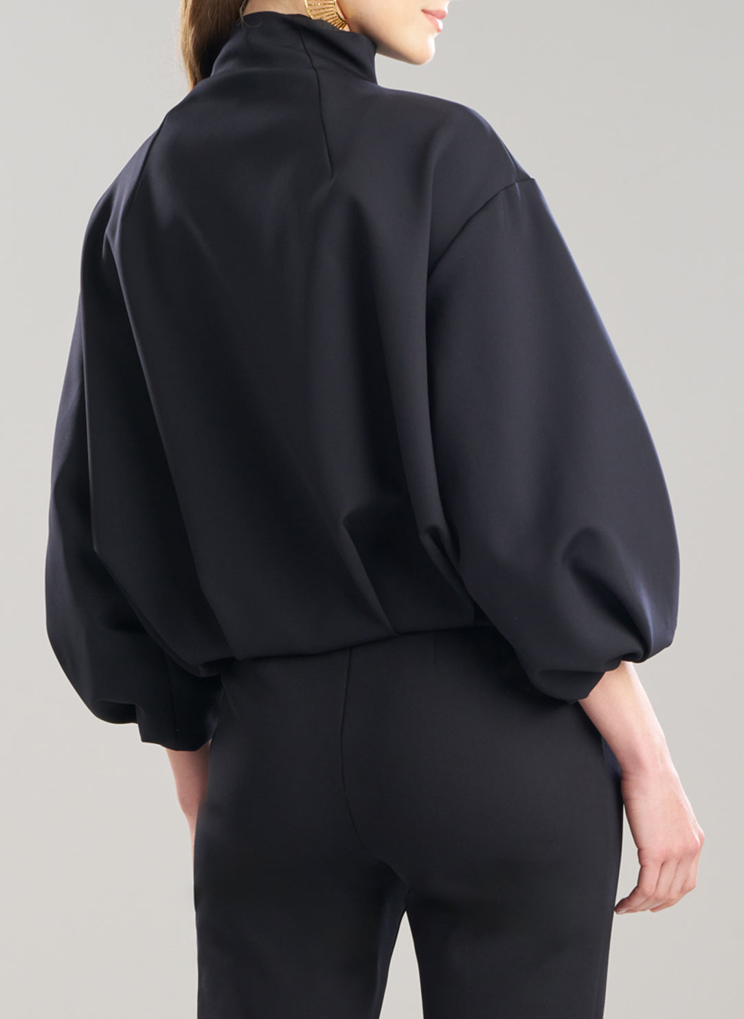 Techno Crepe Black Bomber Jacket