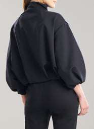 Techno Crepe Black Bomber Jacket