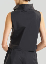 Techno Poplin Black Crop Funnel Top