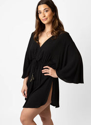 Miami Black Swim Cinch Front Kaftan