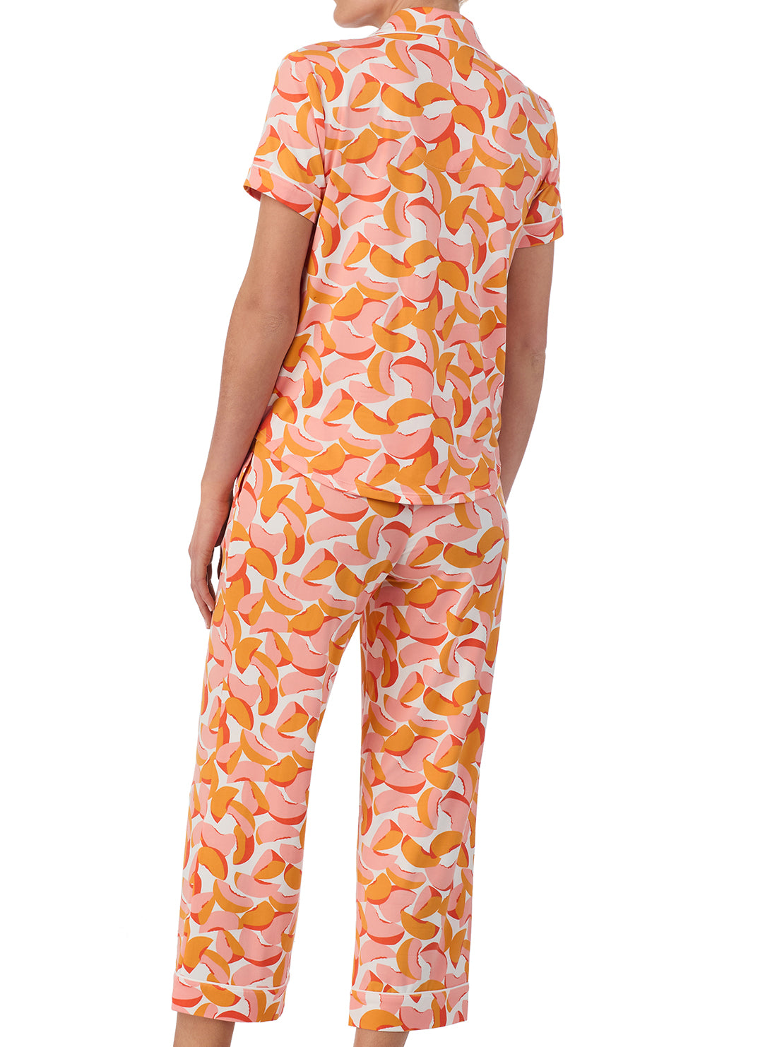 Peaches Dense Orange Short Sleeved Cropped Pajama Set