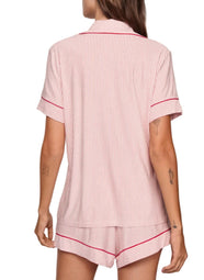 Gisele Printed Duo Stripe Holly Red Relaxed Short PJ Set