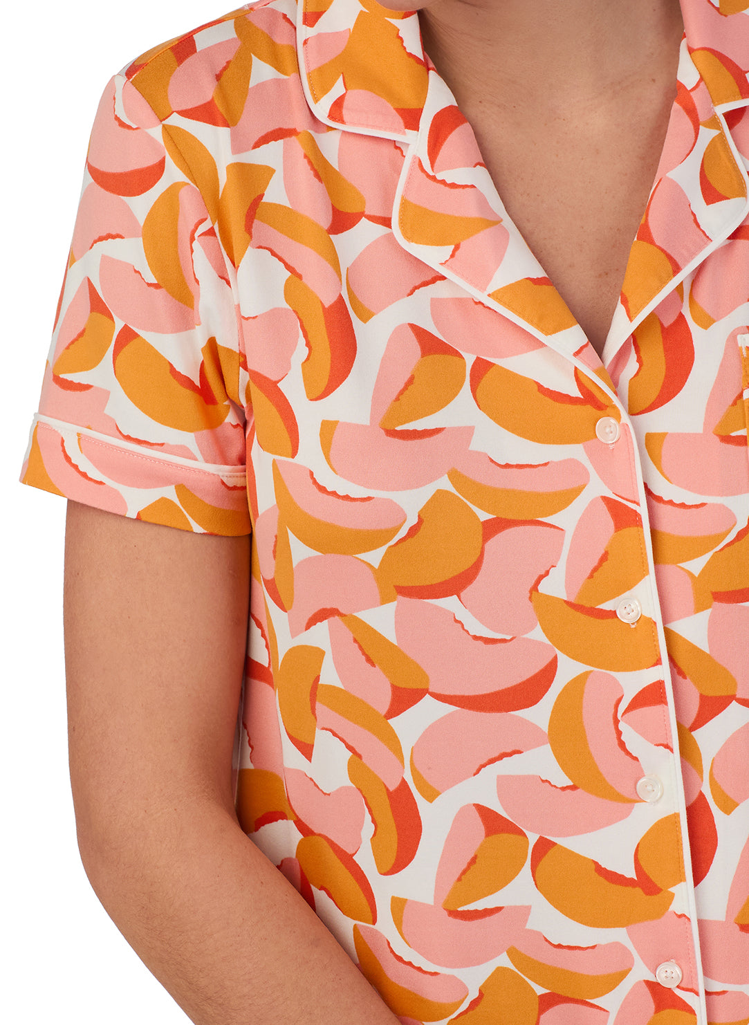Peaches Dense Orange Short Sleeved Cropped Pajama Set