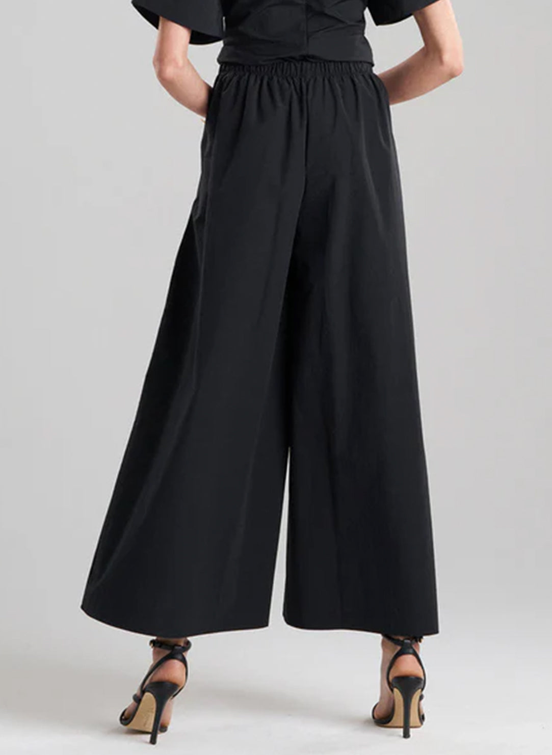 Taffeta Black Pull On Palazzo Pants