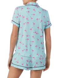 Dotty Flamingo Blue Short Pajama Set