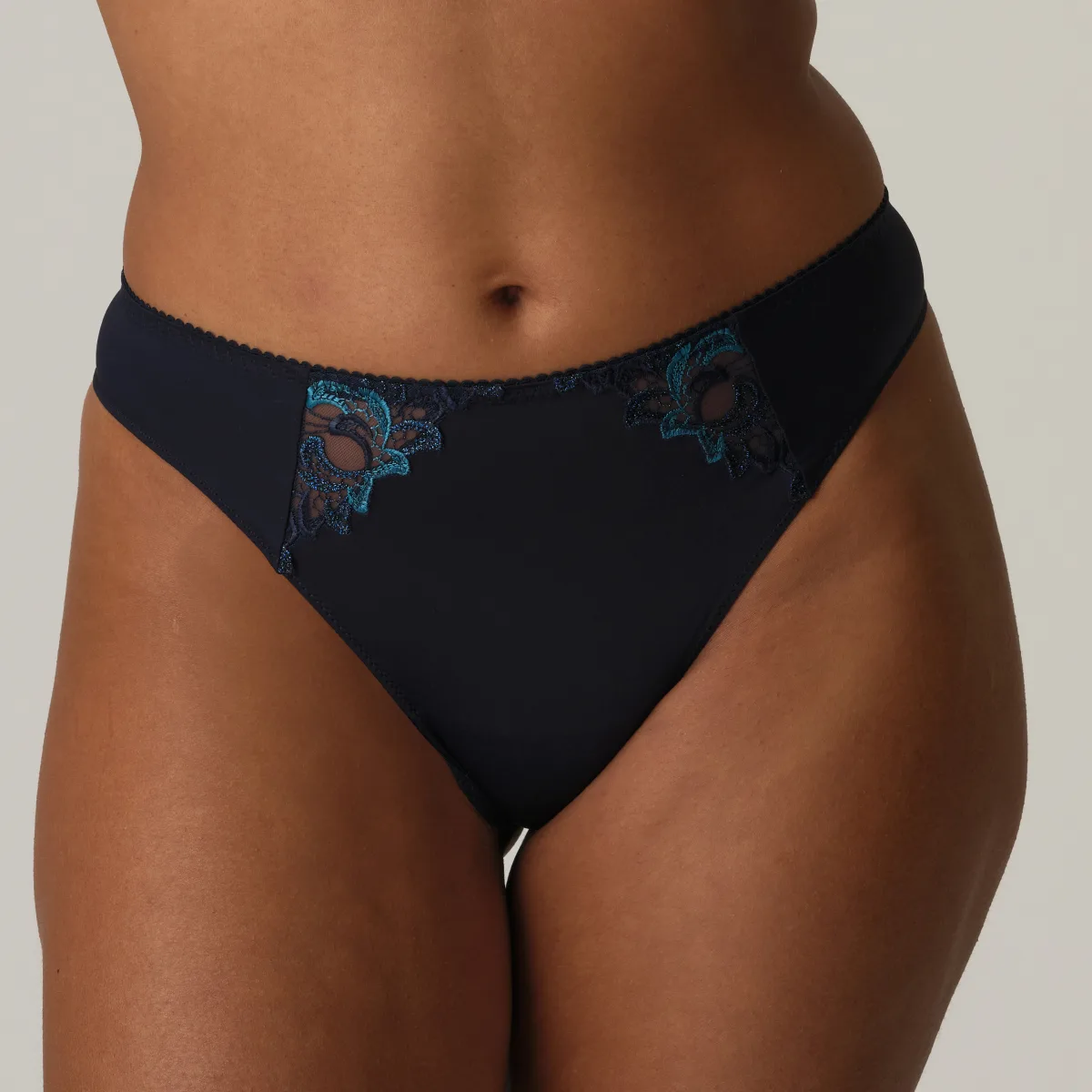 Deauville Velvet Blue Thong